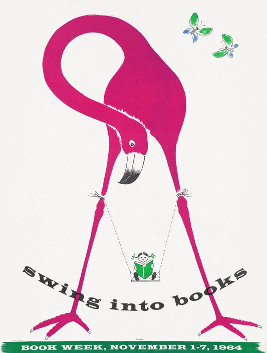 Swing Into Books Vintage Poster
