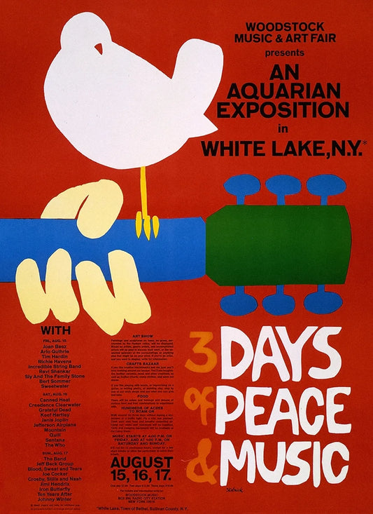 3 Days of Peace Love - Woodstock Vintage Poster