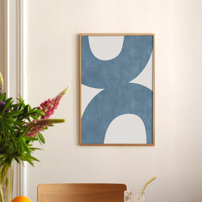 Mid-Century Bracing Blue Beige Geometric Art