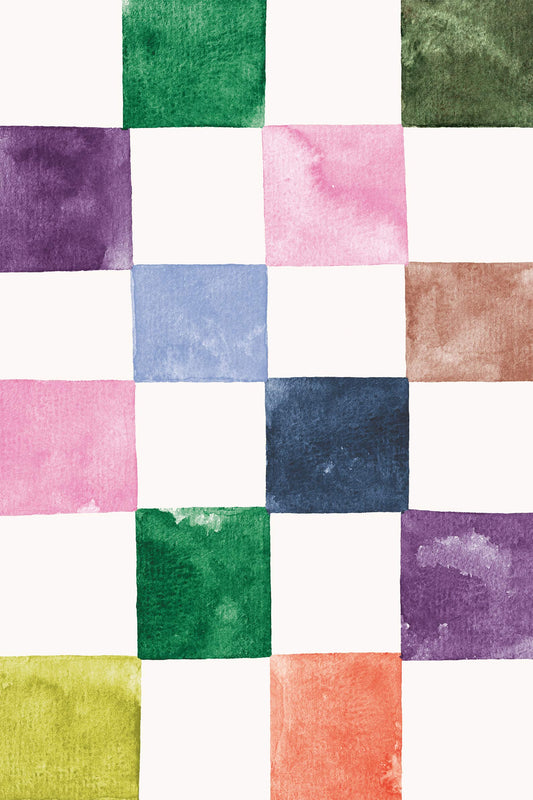 Modern Watercolor Colorful Light Beige Geometric Art