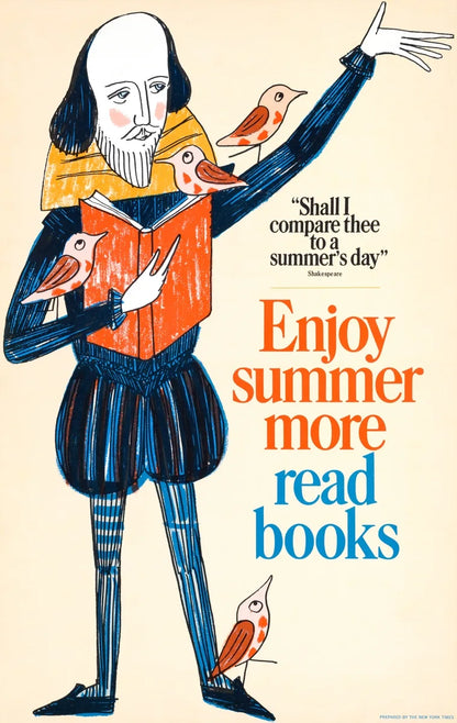 Enjoy Summer Read Books Vintage Poster